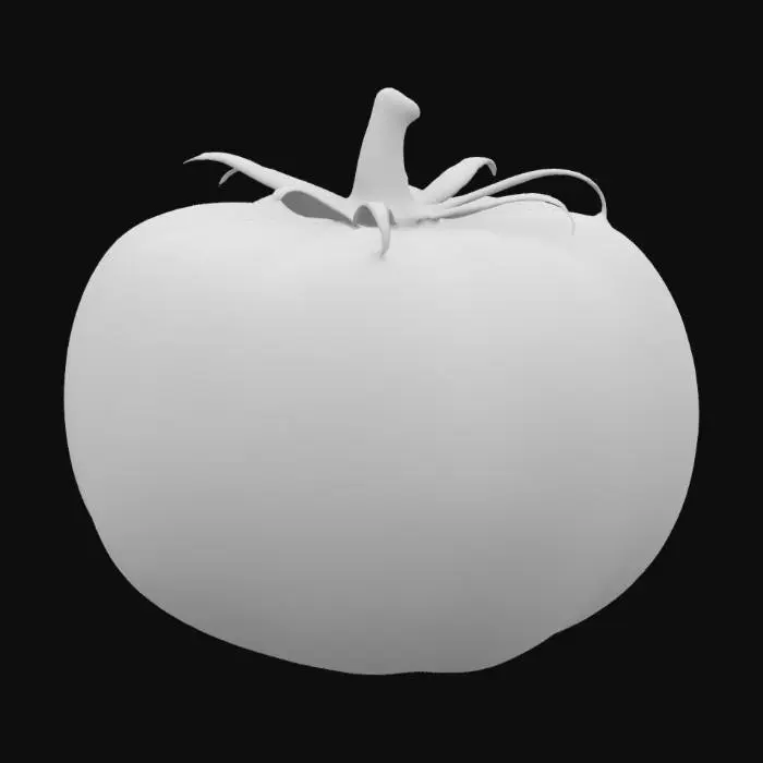 3D model for a delicious red tomato with a stem still attached