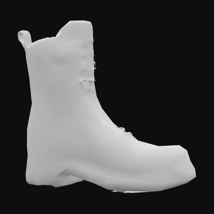3D model for mens goth boot, black leather with buckles and studs, blank background