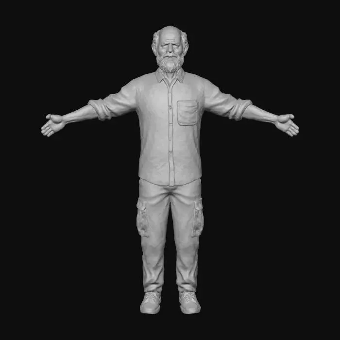 3D model for Elderly Gentleman in Casual Attire