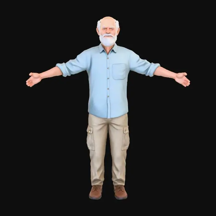3D model for Elderly Gentleman in Casual Attire