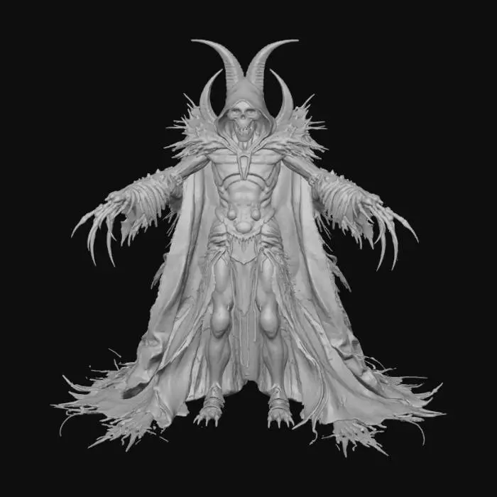 3D model for Create an ultra 64k HD Horror themed animation ready A-posed upright, forward facing character, set back within view to show off its entire body, its legs and feet, as well as its arms and hands are relaxed with a great deal of symmetry, the character is intensely grotesque with terrifyingly intricate textures and details., #Halloween2025#