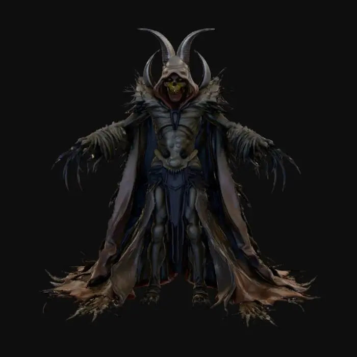 3D model for Create an ultra 64k HD Horror themed animation ready A-posed upright, forward facing character, set back within view to show off its entire body, its legs and feet, as well as its arms and hands are relaxed with a great deal of symmetry, the character is intensely grotesque with terrifyingly intricate textures and details., #Halloween2025#