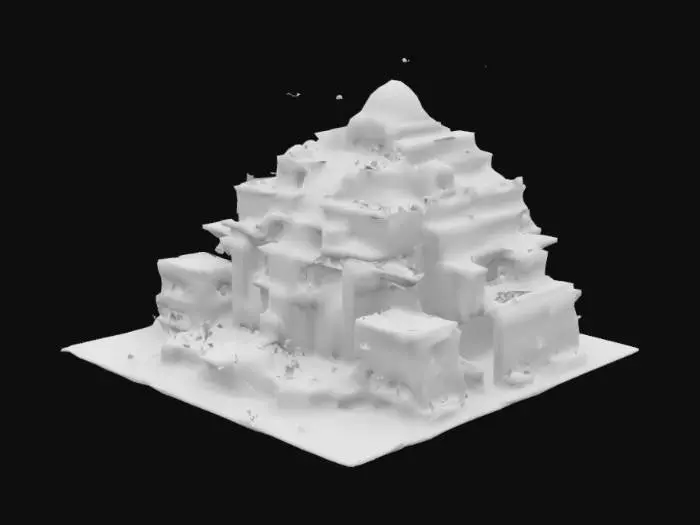 3D model for #arch#, Design an awe-inspiring 3D architectural structure that fuses ancient Mesopotamian ziggurat geometry with futuristic bioluminescent smart materials. The building should function as a vertical eco-city, featuring tiered gardens, cascading water systems powered by gravity, and hovering drone platforms integrated into the structure’s façade. It must feel timeless—like something that could exist 5,000 years in the past or 500 years in the future—illuminated at night by soft, intelligent lighting that adjusts to celestial movements
