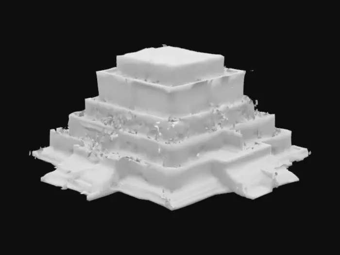 3D model for Design an awe-inspiring 3D architectural structure that fuses ancient Mesopotamian ziggurat geometry with futuristic bioluminescent smart materials. The building should function as a vertical eco-city, featuring tiered gardens, cascading water systems powered by gravity, and hovering drone platforms integrated into the structure’s façade. It must feel timeless—like something that could exist 5,000 years in the past or 500 years in the future—illuminated at night by soft, intelligent lighting that adjusts to celestial movements
