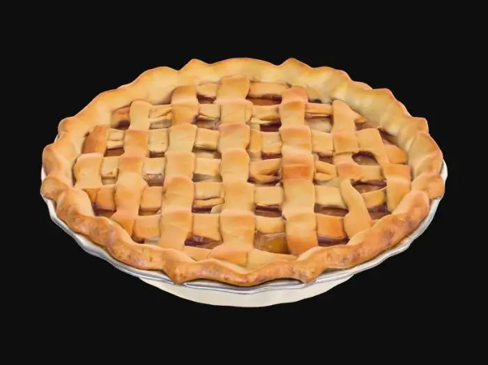 3D model for #food#, Realistic lattice topped pie in a pie tin. 
