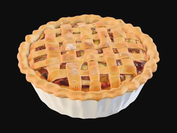 3D model for #food#, Realistic lattice topped pie in a pie tin.