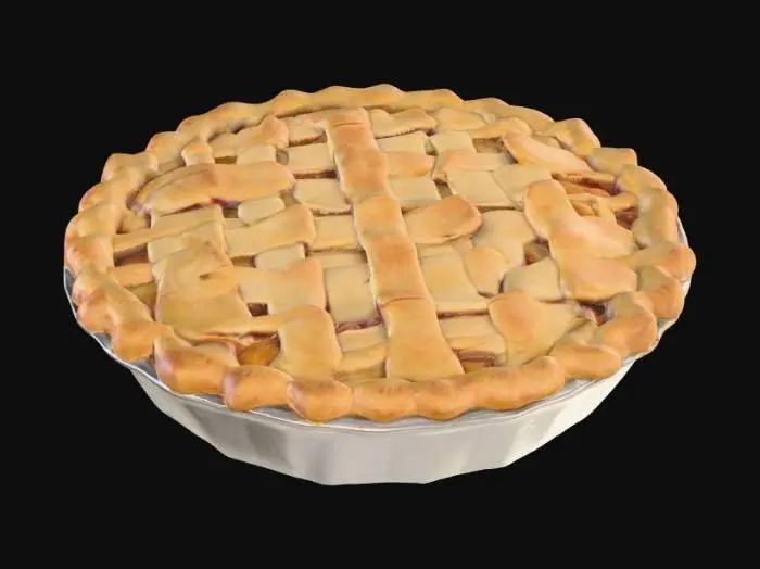 3D model for #food#, Realistic lattice topped pie in a pie tin. 