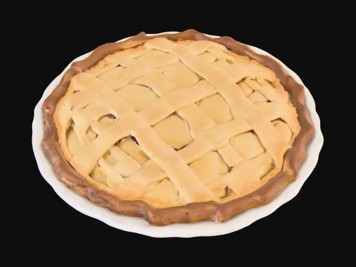 3D model for #food#, Realistic lattice topped pie in a pie tin. 