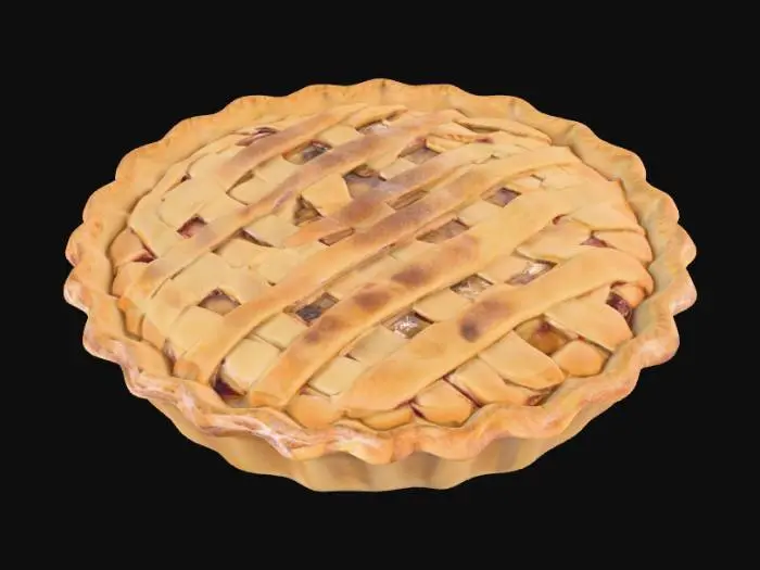 3D model for #food#, Realistic lattice topped pie in a pie tin.