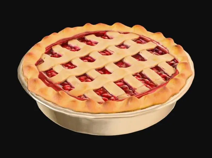 3D model for #food#, Realistic lattice topped pie in a pie tin.