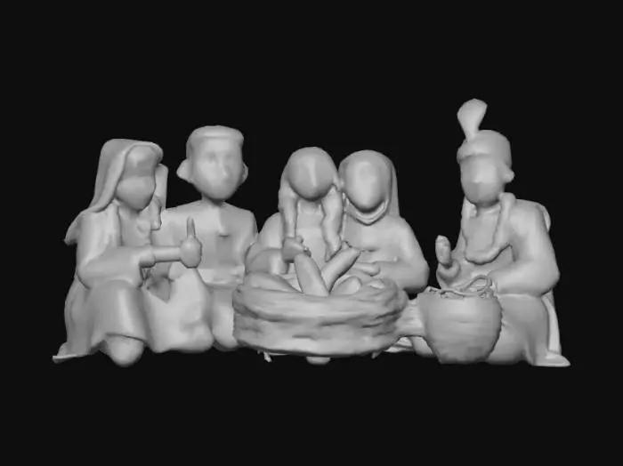 3D model for #Thanksgiving#, Highly realistic ultra detailed Pilgrims and Native Americans first Thanksgiving. Extreme detail. Ultra high quality textures. Solid infill.