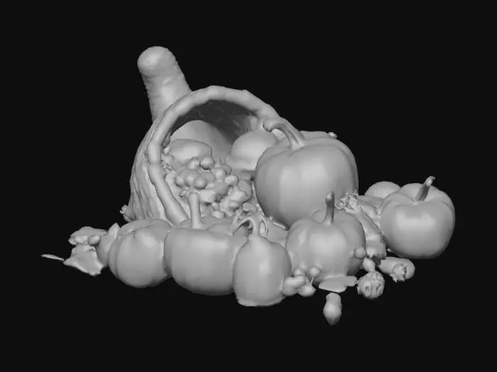 3D model for #Thanksgiving#,  An abundant cornucopia. Ultra realistic. High quality natural looking textures. Solid infill. Highly detailed.