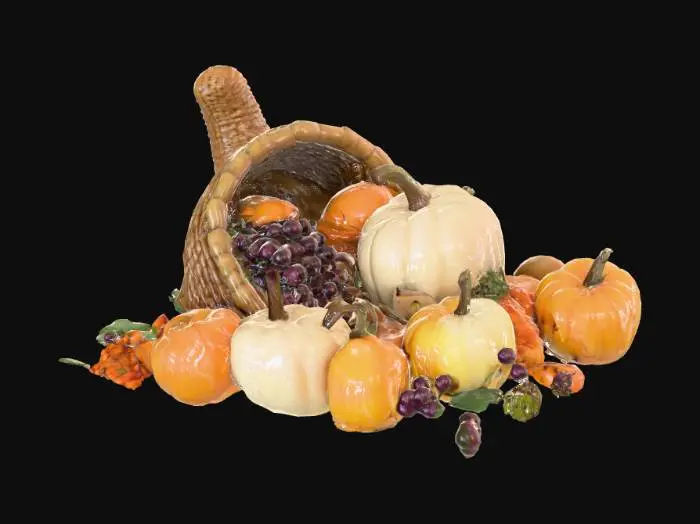 3D model for #Thanksgiving#,  An abundant cornucopia. Ultra realistic. High quality natural looking textures. Solid infill. Highly detailed.