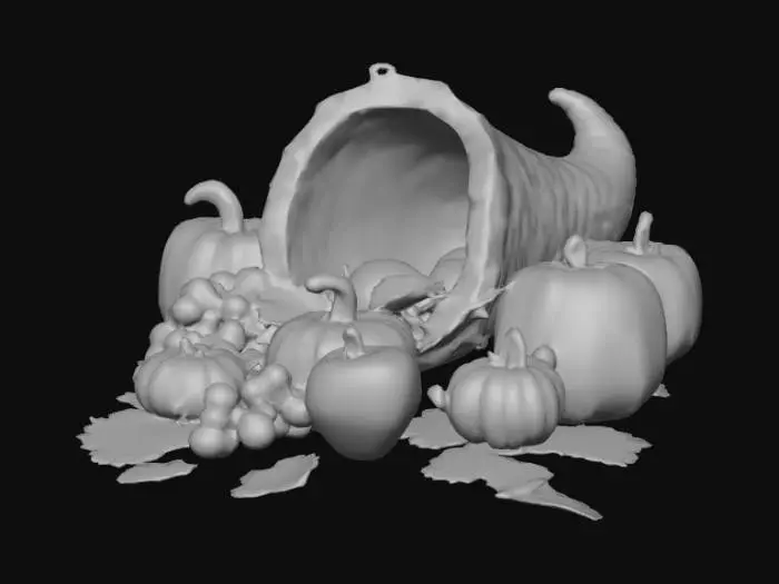 3D model for #Thanksgiving#,  An abundant cornucopia. Ultra realistic. High quality natural looking textures. Solid infill. Highly detailed.