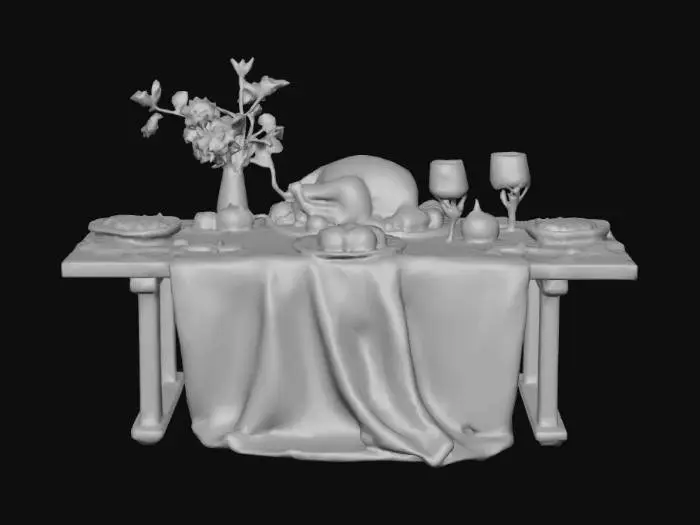 3D model for #Thanksgiving#,  An elegant Thanksgiving place setting. Ultra realistic. High quality natural looking textures. Solid infill. Highly detailed.