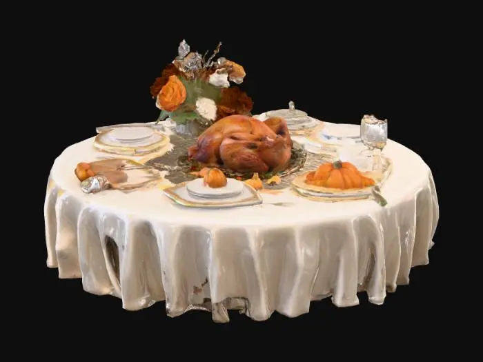 3D model for #Thanksgiving#,  An elegant Thanksgiving place setting. Ultra realistic. High quality natural looking textures. Solid infill. Highly detailed.