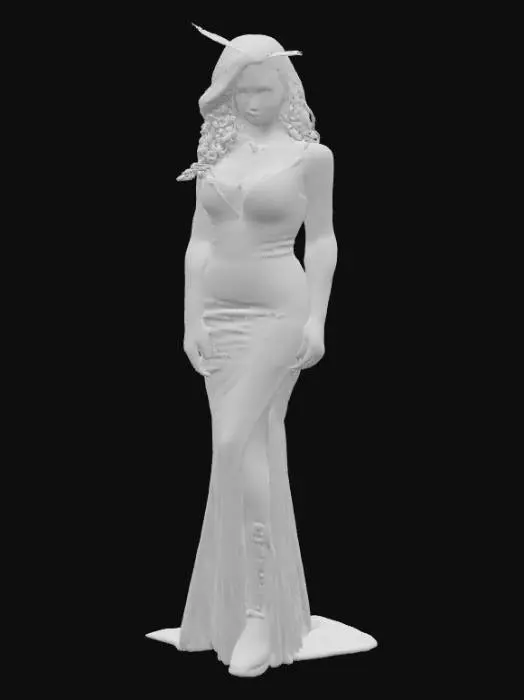 3D model for  Sexy Old west Saloon woman in velvet gown, feather in hair, vintage button up boots