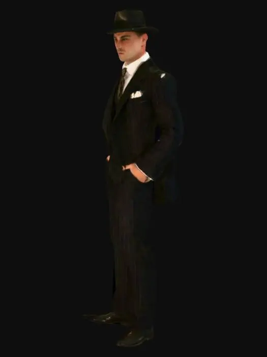 3D model for 1920's male in suit, hat, mobster