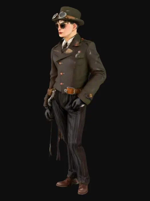 3D model for Diesel Punk character dressed in 1940's style clothing.  