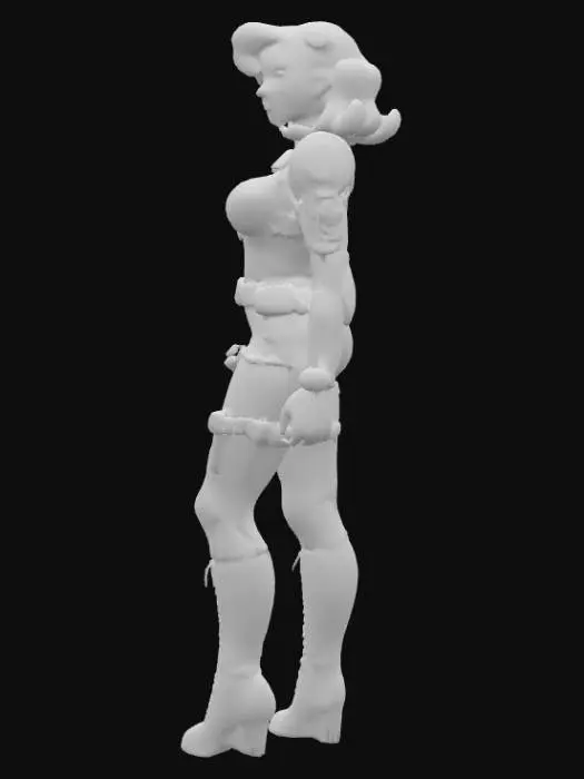 3D model for 1940's woman in Diesel Punk style. Victory rolls mid back length hair