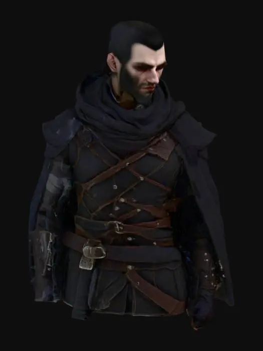 3D model for Create a hyper realistic human male character inspired by the Bloodborne game. Highly detailed face. Highly detailed period appropriate clothing in a gothic style. Ultra realistic textures. Ultra high quality. Moon glow lighting. 