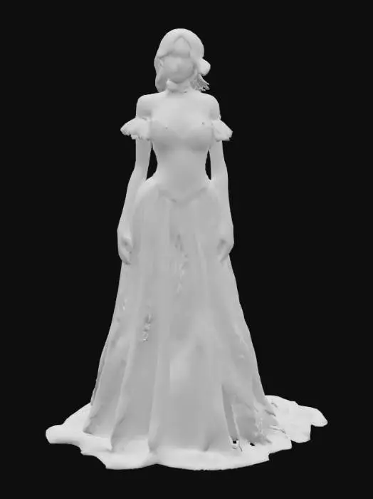 3D model for Create a hyper realistic human female character inspired by the Bloodborne game. Highly detailed face. Highly detailed period appropriate clothing in a gothic style. Ultra realistic textures. Ultra high quality. Moon glow lighting. 