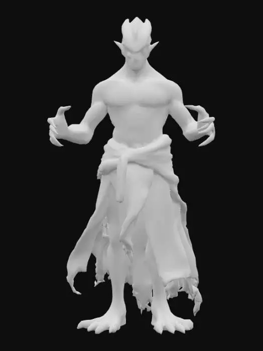 3D model for A realistic mixture of a sea creature and human.  Not a mermaid. Should have high details. Ultra high quality realistic textures. Should have some bioluminescent glow of any color. Wearing some kind of tattered cloth or clothing