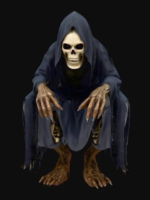 3D model for A halloween character. Humanoid. Somewhat scary.  Highly detailed face, hands, feet.  Ultra realistic. Ultra high quality clothing textures. 