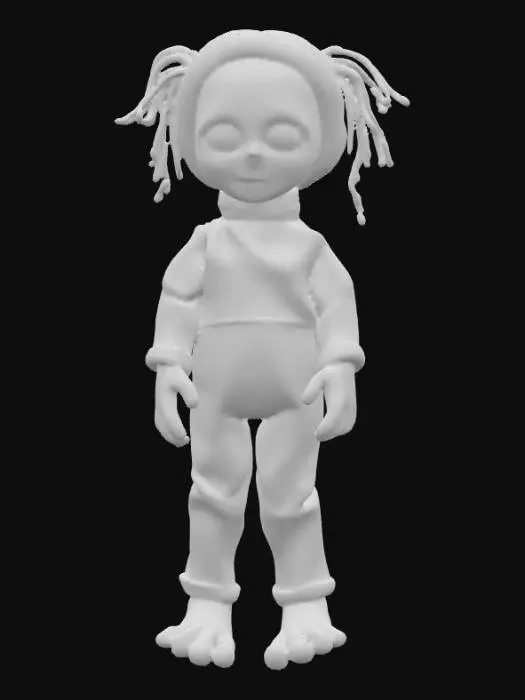 3D model for A highly realistic humanoid voodoo doll. Highly detailed face, hands, feet. Should have two hands with five fingers each. Two feet with five toes each. Clothing should be a burlap style with stitching. Can be male or female. Ultra realistic textures. 
