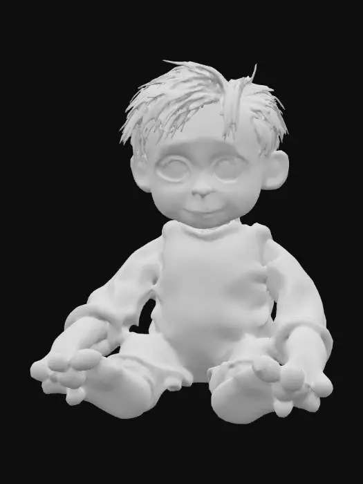 3D model for A highly realistic humanoid voodoo doll. Highly detailed face, hands, feet. Should have two hands with five fingers each. Two feet with five toes each. Clothing should be a burlap style with stitching. Can be male or female. Ultra realistic textures. 