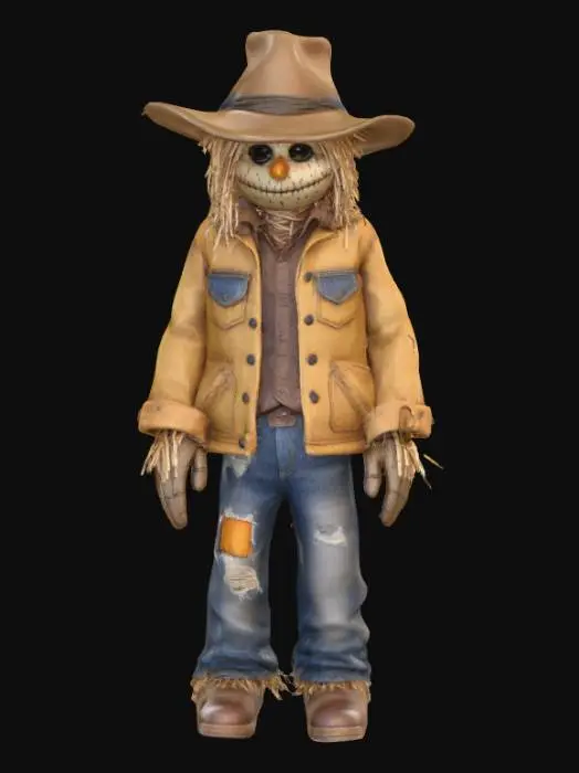 3D model for Ultra realistic human scarecrow character. Clothing should be patched. Ultra high realistic textures on clothing. 
