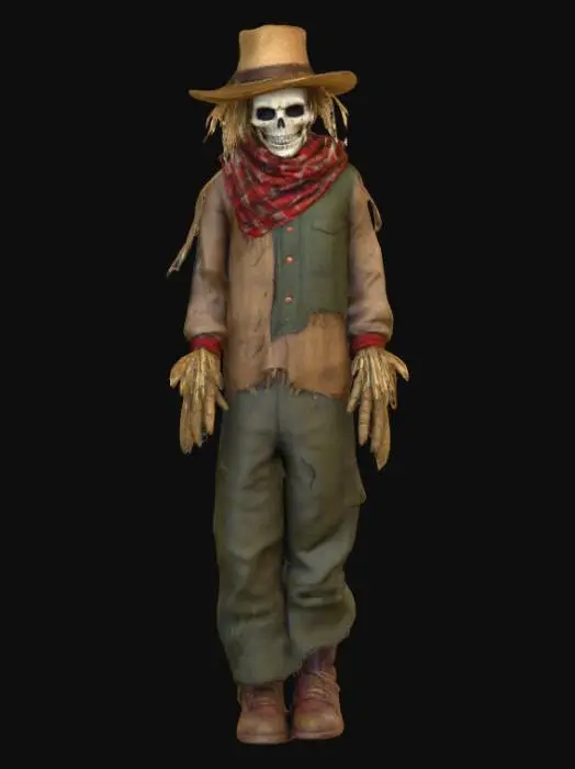 3D model for Ultra realistic human scarecrow character. Clothing should be patched. Ultra high realistic textures on clothing. 