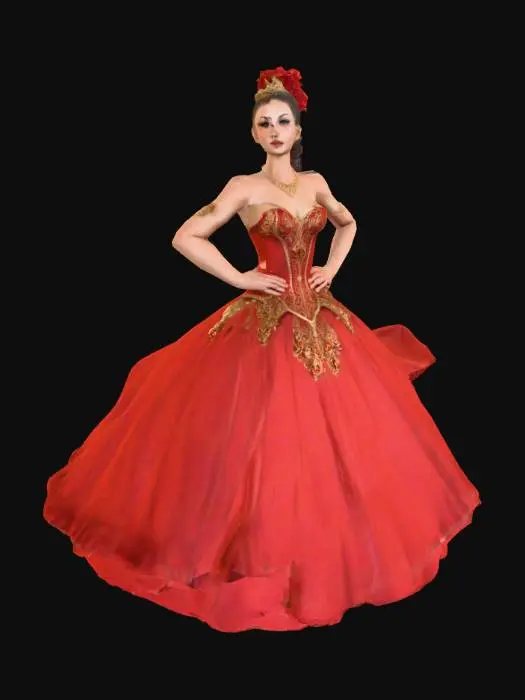 3D model for Ultra realistic circus side show character. Should have high details. Should wear clothes in rich color hues. Some sparkle in the clothing. Ultra high realistic textures on clothing. 