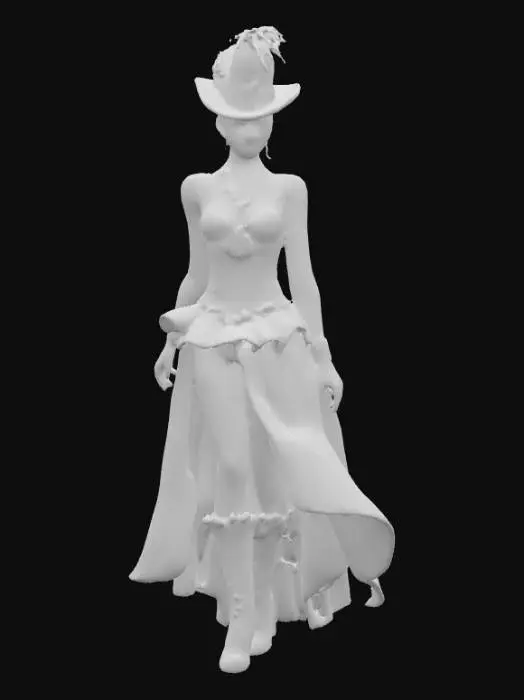 3D model for Ultra realistic circus side show character. Should have high details. Should wear clothes in rich color hues. Some sparkle in the clothing. Ultra high realistic textures on clothing. 
