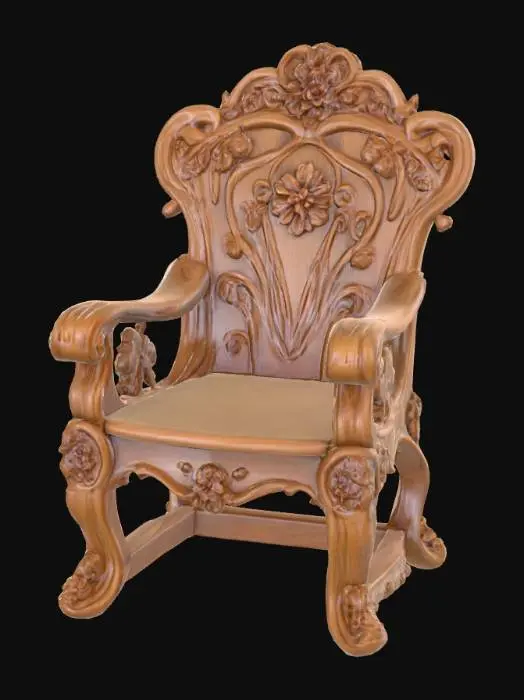 3D model for #PBR#, High quality realistic elf fantasy furniture made of wood. Should have flowers entwined. High detail. Solid infill. High quality realistic textures. 