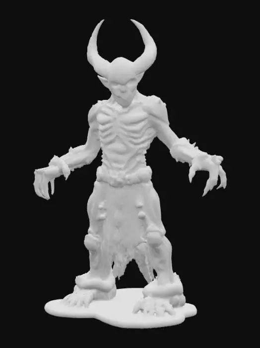 3D model for #PBR#, Interpret the term "hell freezes over" into a character. Should be highly realistic and highly detailed. Ultra realistic textures. Solid infill.