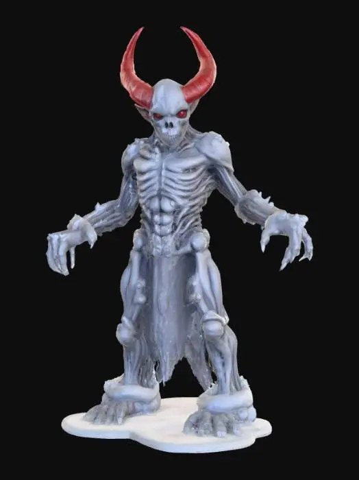 3D model for #PBR#, Interpret the term "hell freezes over" into a character. Should be highly realistic and highly detailed. Ultra realistic textures. Solid infill.