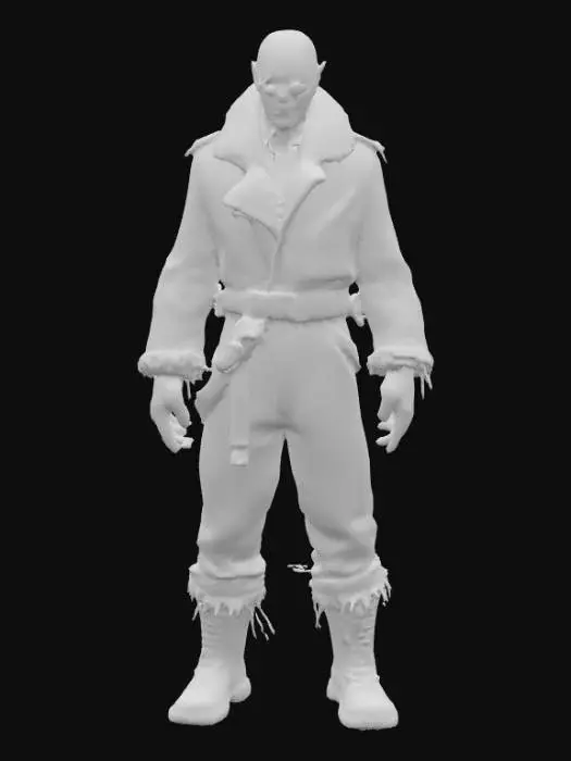 3D model for #PBR#, Interpret the term "hell freezes over" into a character. Should be highly realistic and highly detailed. Ultra realistic textures. Solid infill.