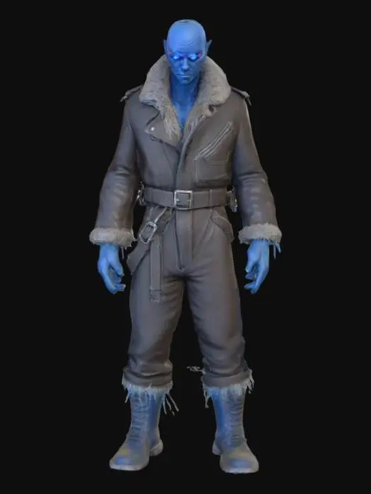 3D model for #PBR#, Interpret the term "hell freezes over" into a character. Should be highly realistic and highly detailed. Ultra realistic textures. Solid infill.