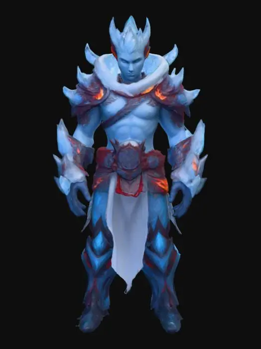 3D model for #PBR#, Interpret the term "hell freezes over" into a character. Should be highly realistic and highly detailed. Ultra realistic textures. Solid infill.