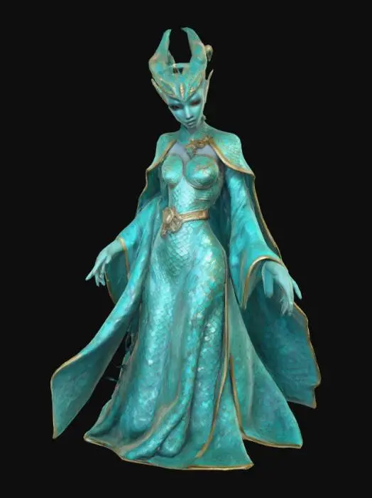 3D model for Ultra realistic Lamia. Highly detailed face and hands. Body parts should have a type of clothing. Shiny ultra realistic scales. Ultra high quality textures. 