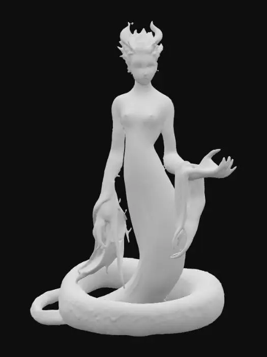 3D model for Ultra realistic Lamia. Highly detailed face and hands. Body parts should have a type of clothing. Shiny ultra realistic scales. Ultra high quality textures. 
