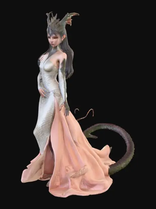 3D model for Ultra realistic Lamia. Highly detailed face and hands. Body parts should have a type of clothing. Shiny ultra realistic scales. Ultra high quality textures. 