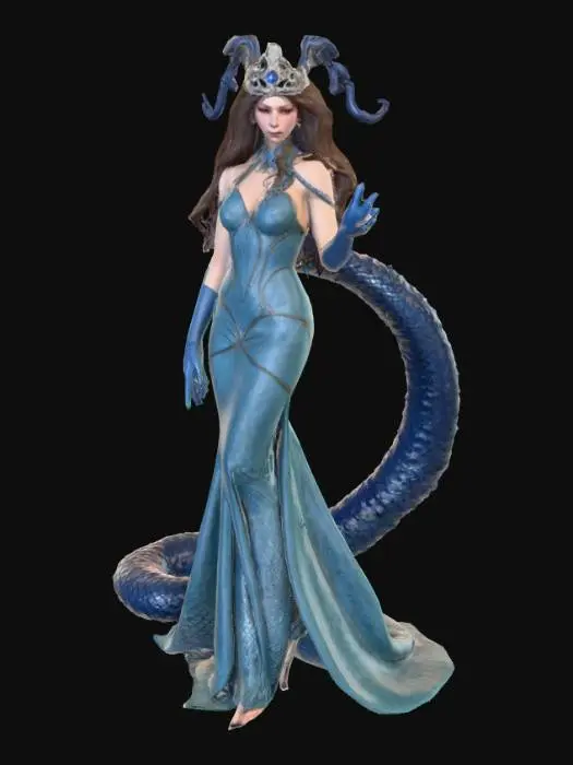 3D model for Ultra realistic Lamia. Highly detailed face and hands. Body parts should have a type of clothing. Shiny ultra realistic scales. Ultra high quality textures. 