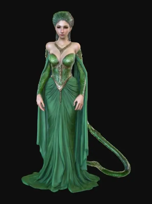 3D model for Ultra realistic Lamia. Highly detailed face and hands. Body parts should have a type of clothing. Shiny ultra realistic scales. Ultra high quality textures. 