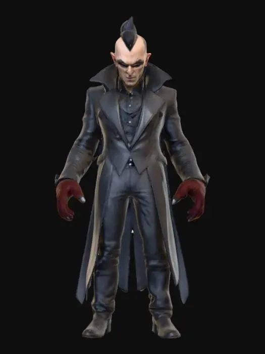 3D model for #villain#, Highly realistic villainous character. Highly detailed face, hands. Ultra realistic clothing textures. Solid infill.