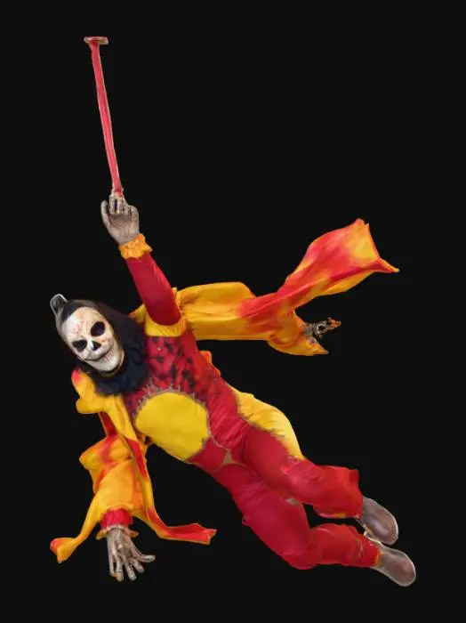 3D model for #Halloween2025#, Creepy carnival acrobat. Ultra detailed. Realistic features. Ultra high quality realistic textures.
