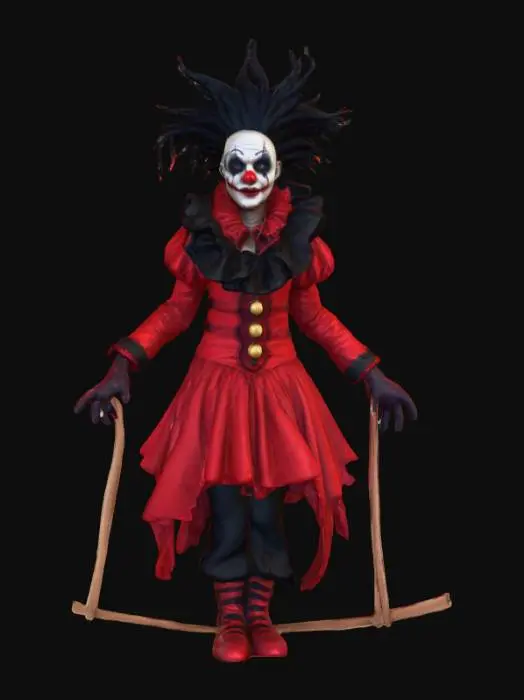 3D model for #Halloween2025#, Creepy carnival acrobat. Ultra detailed. Realistic features. Ultra high quality realistic textures.