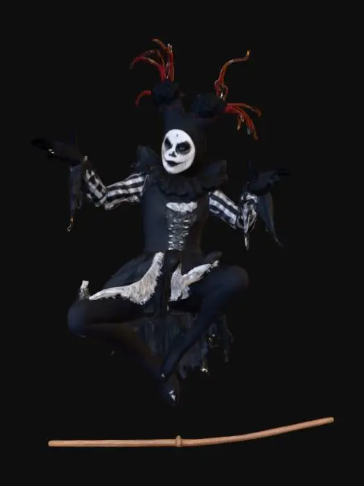 3D model for #Halloween2025#, Creepy carnival acrobat. Ultra detailed. Realistic features. Ultra high quality realistic textures.
