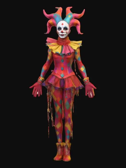 3D model for #Halloween2025#, Creepy carnival acrobat. Ultra detailed. Realistic features. Ultra high quality realistic textures.